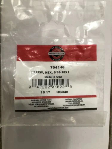 Briggs & Stratton Genuine 704146 SCREW HEX 5/16-18X1 Replacement Part Shanova Parts