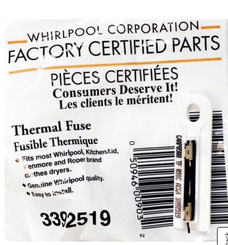 WP3392519 Dryer Thermal Fuse ,Whirlpool , Factory Certified Shanova Parts