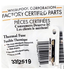 WP3392519 Dryer Thermal Fuse ,Whirlpool , Factory Certified Shanova Parts
