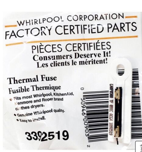 WP3392519  Dryer Thermal Fuse ,Whirlpool , Factory Certified Shanova Parts